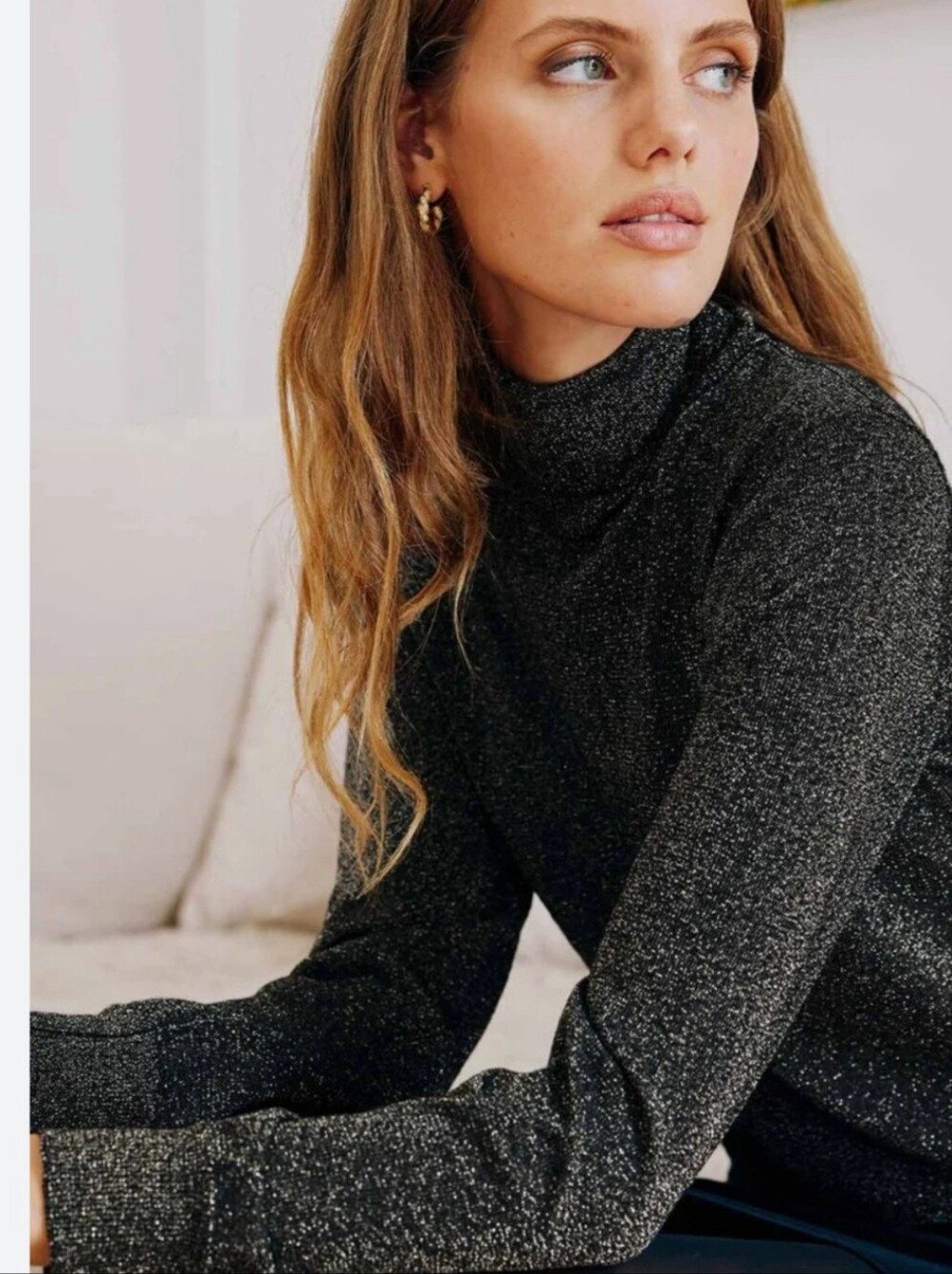 Adyson Parkern Black Sparkle Turtleneck Sweater